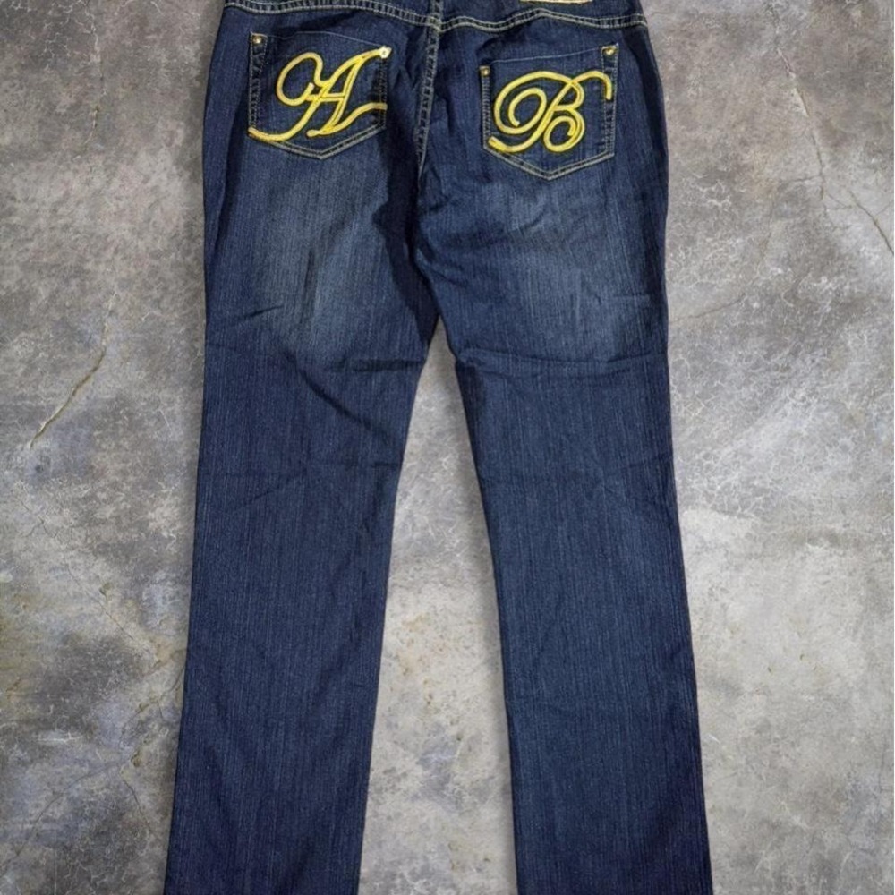 Vintage Apple Bottoms Dark Wash Embroidered Pocket Jeans Womens 13/14 Y2K